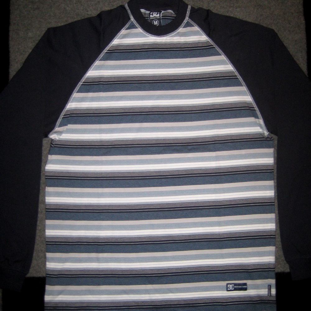 Vintage DC SHOES CO USA L/S Raglan Striped Shirt M